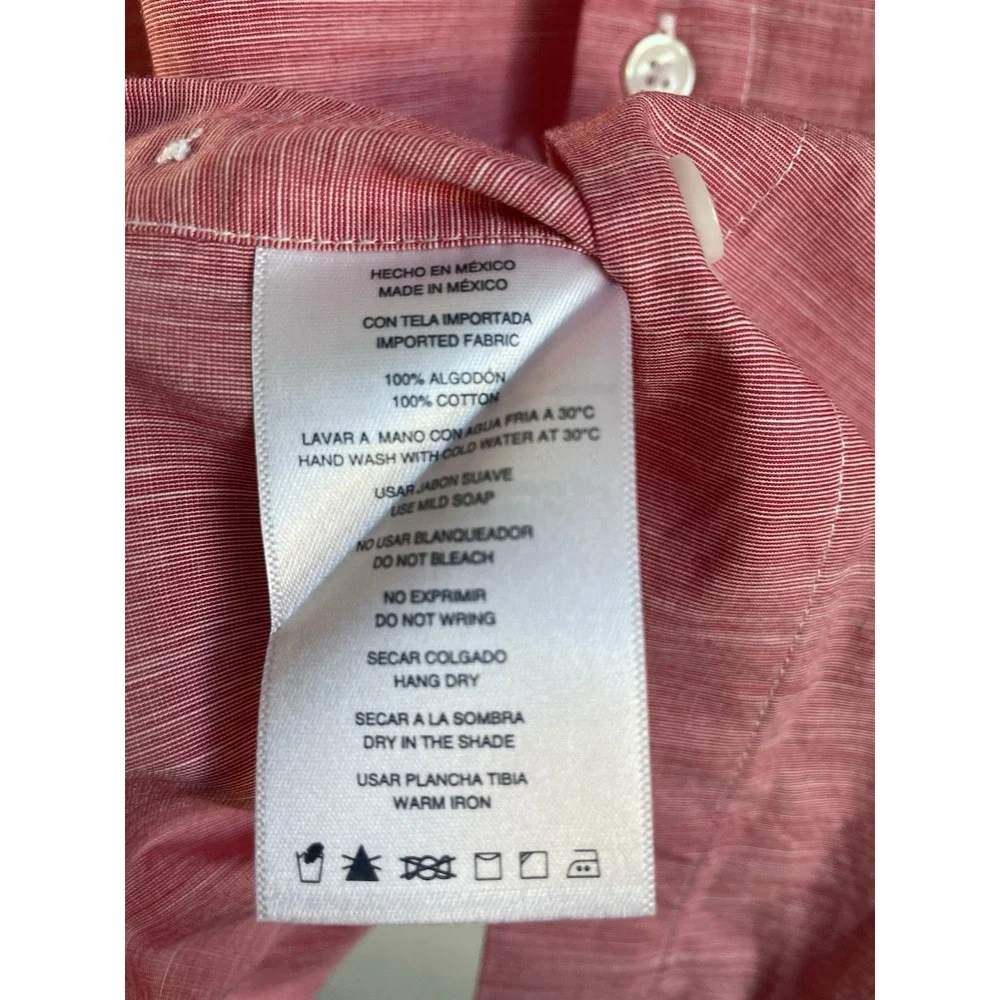 Scappino Italy Custom Fit Short Sleeve Button Up Men's Shirt Large Red Cotton